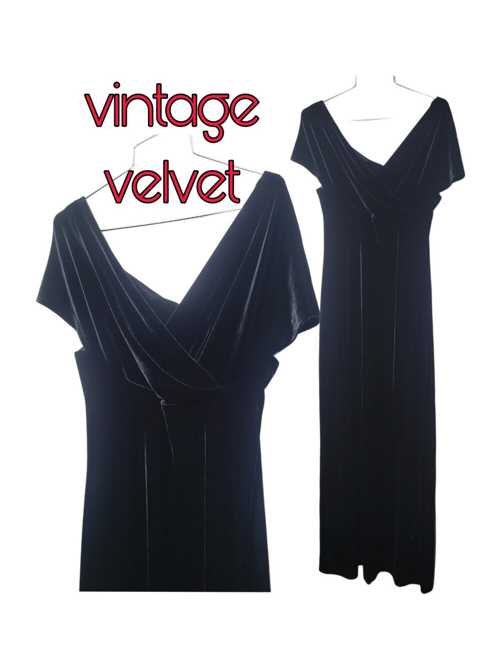Vintage 1980s/90s Velvet Evening Gown. Classic Hollywood Glamour